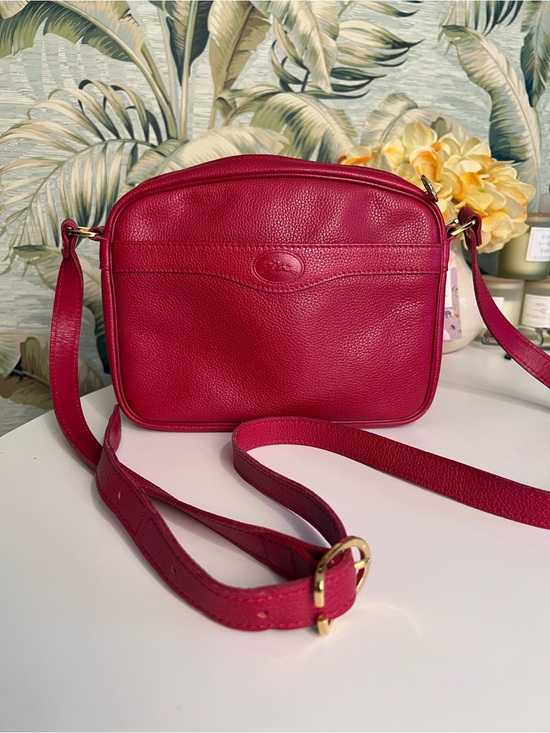 Longchamp Handbags - Longchamp Red Pebbled Leather Crossbody Bag